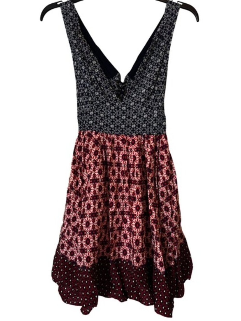 Lulus La Vie en Roses Womens Print Dress XS Navy Blue Red Floral Sleeveless Boho